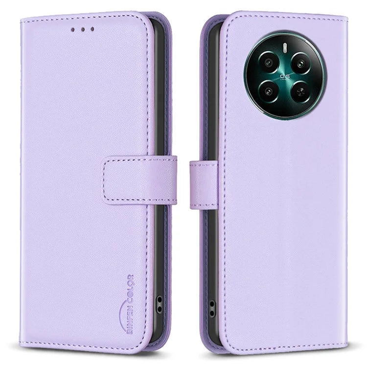 BINFEN COLOR BF17 For Realme 12+ 5G Case PU Leather Folio Magnetic Clasp Stand View Phone Cover