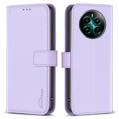 BINFEN COLOR BF17 For Realme 12+ 5G Case PU Leather Folio Magnetic Clasp Stand View Phone Cover
