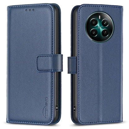 BINFEN COLOR BF17 For Realme 12+ 5G Case PU Leather Folio Magnetic Clasp Stand View Phone Cover