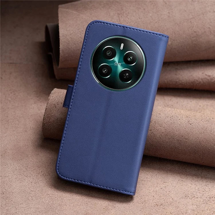 BINFEN COLOR BF17 For Realme 12+ 5G Case PU Leather Folio Magnetic Clasp Stand View Phone Cover