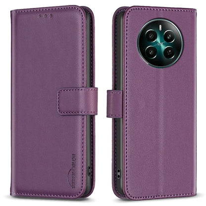 BINFEN COLOR BF17 For Realme 12+ 5G Case PU Leather Folio Magnetic Clasp Stand View Phone Cover