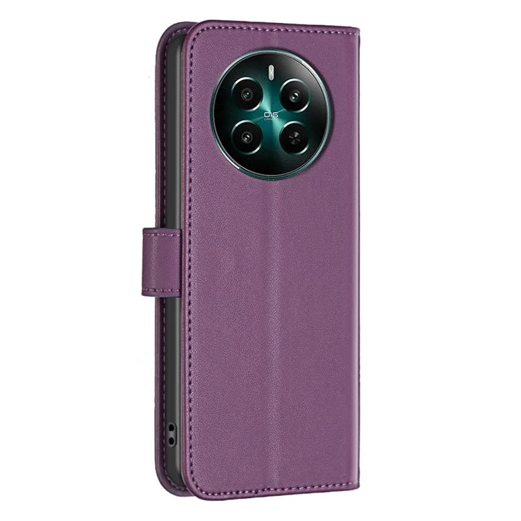 BINFEN COLOR BF17 For Realme 12+ 5G Case PU Leather Folio Magnetic Clasp Stand View Phone Cover
