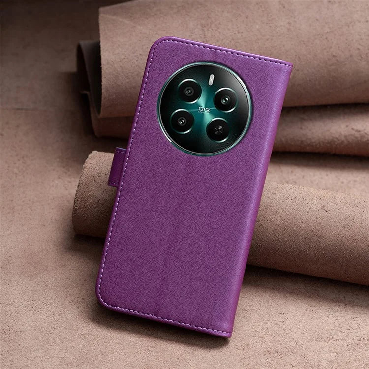 BINFEN COLOR BF17 For Realme 12+ 5G Case PU Leather Folio Magnetic Clasp Stand View Phone Cover