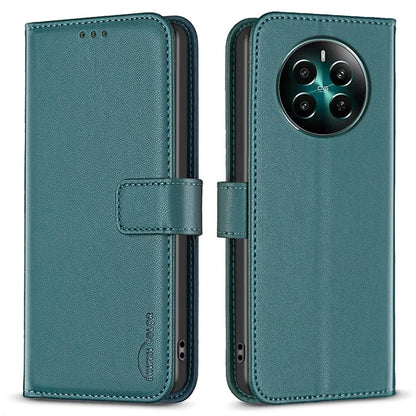 BINFEN COLOR BF17 For Realme 12+ 5G Case PU Leather Folio Magnetic Clasp Stand View Phone Cover