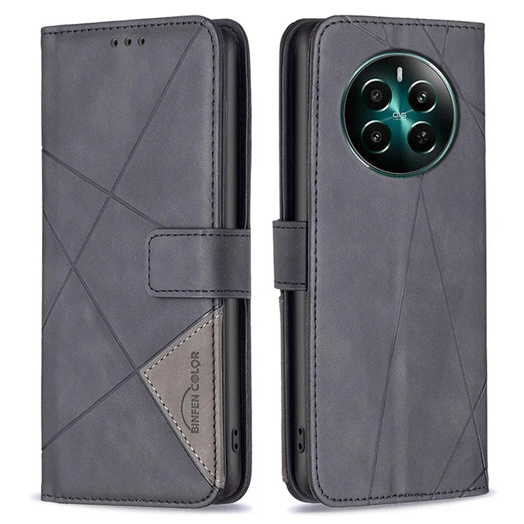 BINFEN COLOR BF05 For Realme 12+ 5G Case Geometric Imprinted Wallet Phone Cover