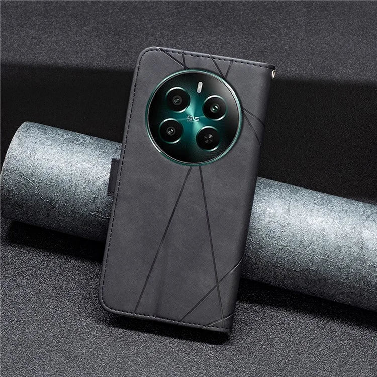 BINFEN COLOR BF05 For Realme 12+ 5G Case Geometric Imprinted Wallet Phone Cover