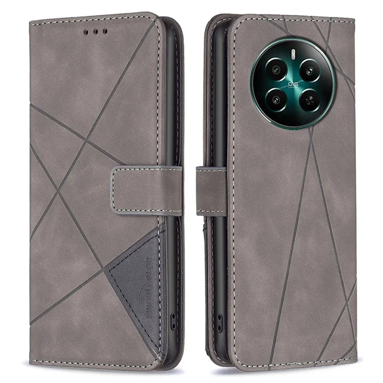 BINFEN COLOR BF05 For Realme 12+ 5G Case Geometric Imprinted Wallet Phone Cover