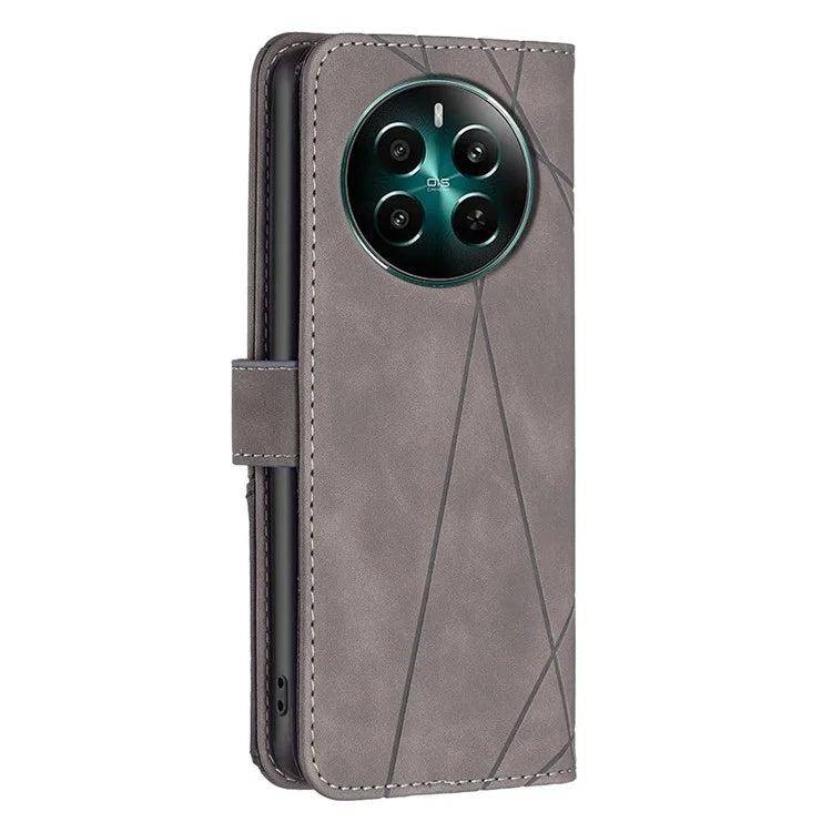 BINFEN COLOR BF05 For Realme 12+ 5G Case Geometric Imprinted Wallet Phone Cover
