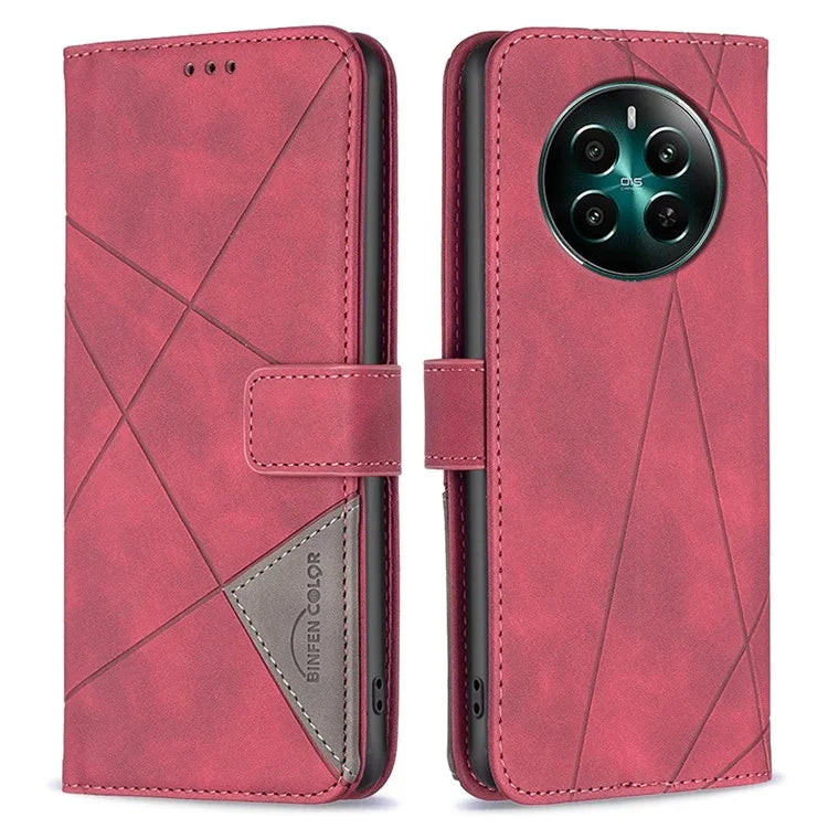 BINFEN COLOR BF05 For Realme 12+ 5G Case Geometric Imprinted Wallet Phone Cover
