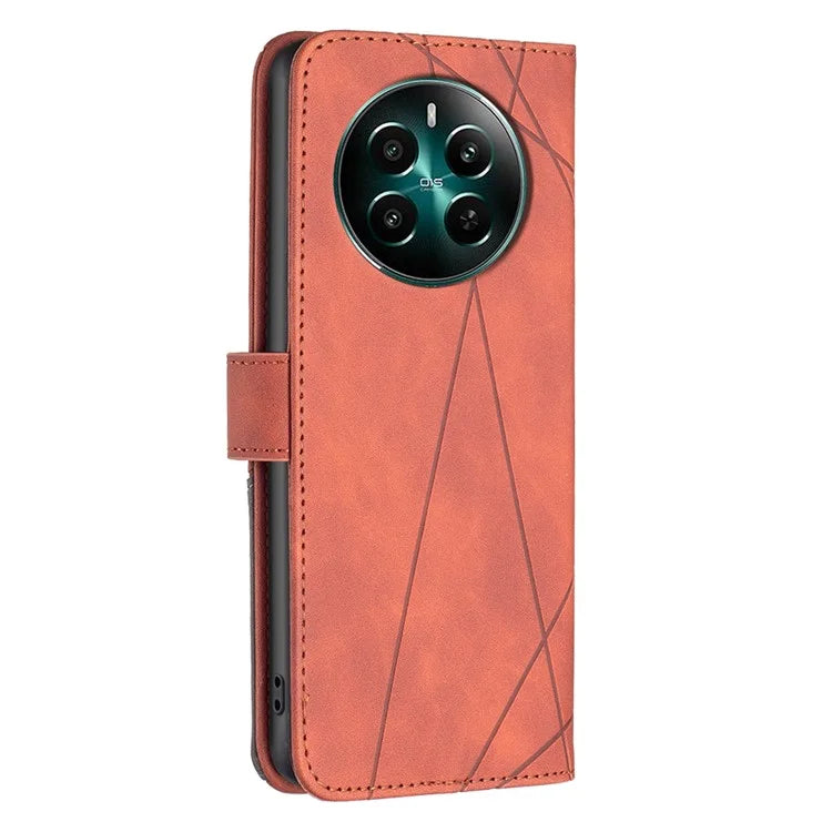 BINFEN COLOR BF05 For Realme 12+ 5G Case Geometric Imprinted Wallet Phone Cover