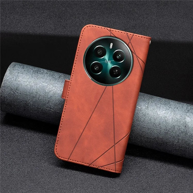 BINFEN COLOR BF05 For Realme 12+ 5G Case Geometric Imprinted Wallet Phone Cover