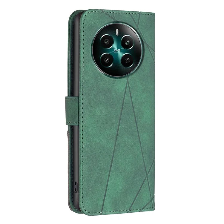 BINFEN COLOR BF05 For Realme 12+ 5G Case Geometric Imprinted Wallet Phone Cover