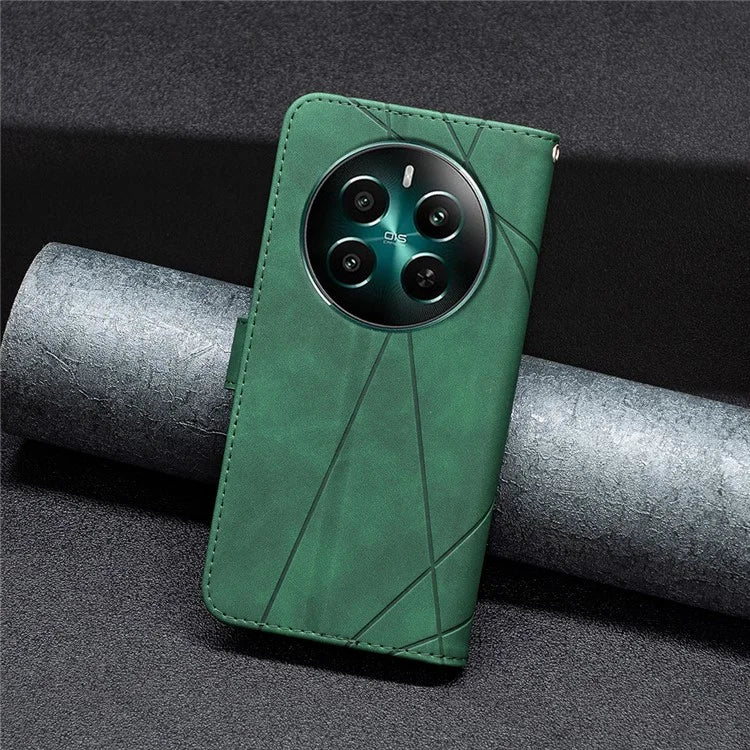 BINFEN COLOR BF05 For Realme 12+ 5G Case Geometric Imprinted Wallet Phone Cover