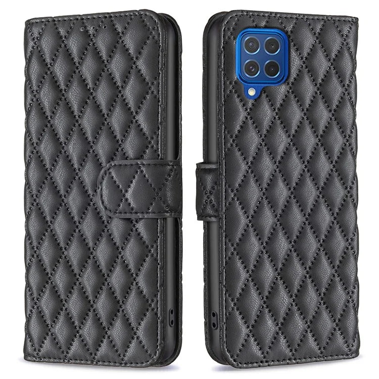 BINFEN COLOR BF Style-14 For Samsung Galaxy M62 / F62 Wallet Case Rhombus Leather Phone Cover