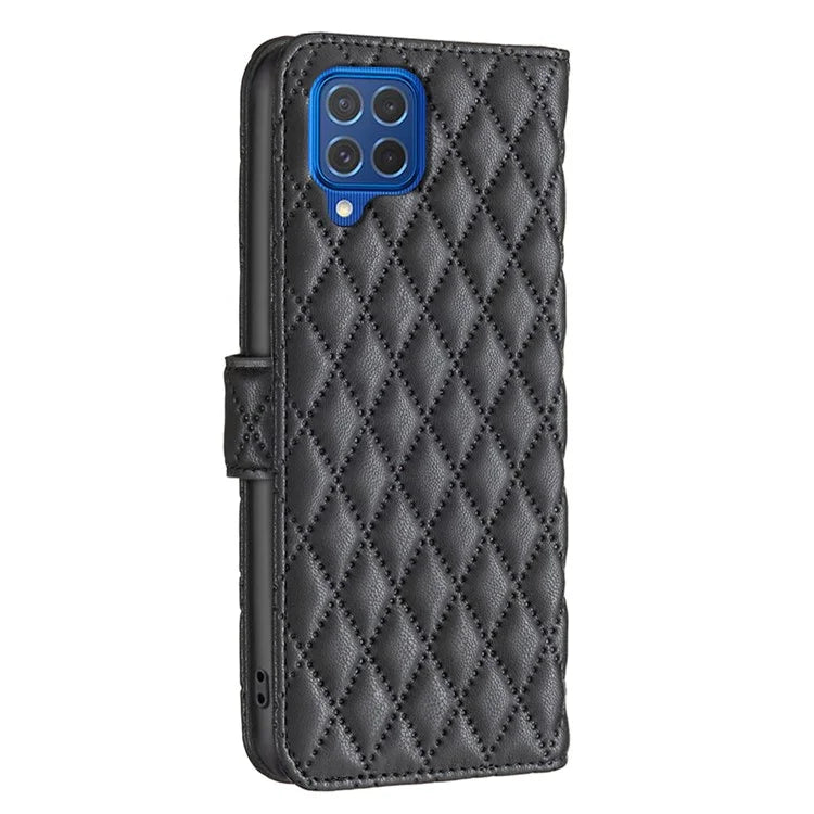 BINFEN COLOR BF Style-14 For Samsung Galaxy M62 / F62 Wallet Case Rhombus Leather Phone Cover