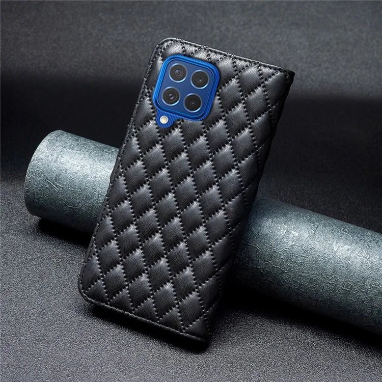BINFEN COLOR BF Style-14 For Samsung Galaxy M62 / F62 Wallet Case Rhombus Leather Phone Cover