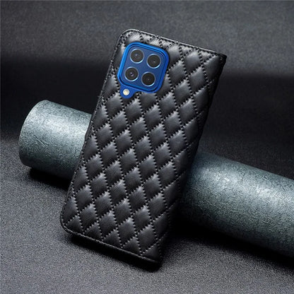 BINFEN COLOR BF Style-14 For Samsung Galaxy M62 / F62 Wallet Case Rhombus Leather Phone Cover