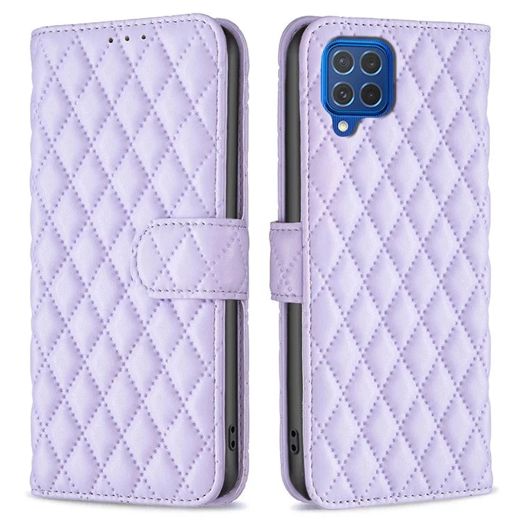 BINFEN COLOR BF Style-14 For Samsung Galaxy M62 / F62 Wallet Case Rhombus Leather Phone Cover
