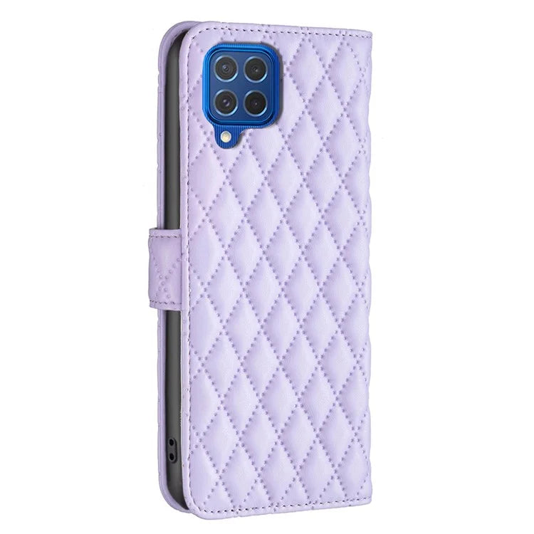 BINFEN COLOR BF Style-14 For Samsung Galaxy M62 / F62 Wallet Case Rhombus Leather Phone Cover
