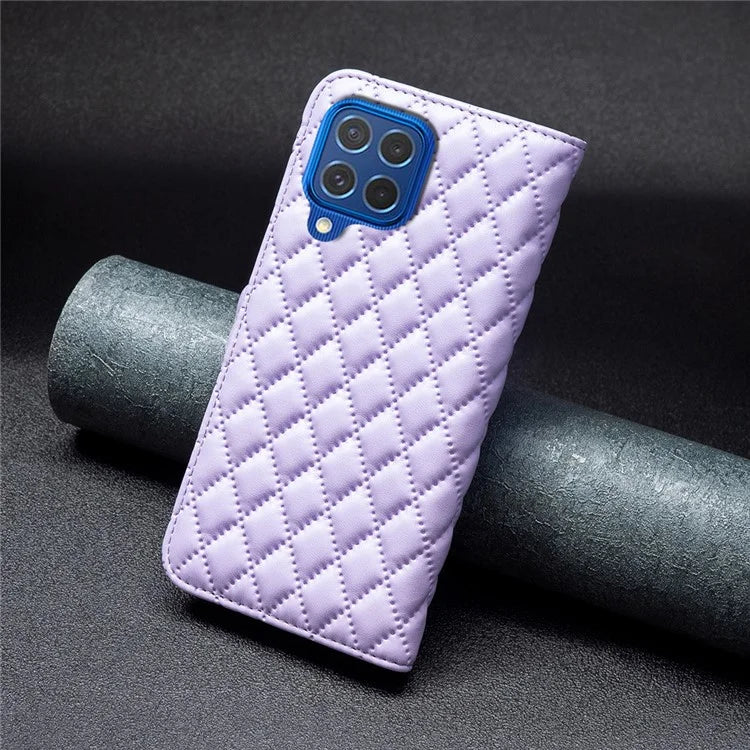 BINFEN COLOR BF Style-14 For Samsung Galaxy M62 / F62 Wallet Case Rhombus Leather Phone Cover