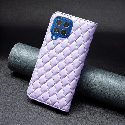 BINFEN COLOR BF Style-14 For Samsung Galaxy M62 / F62 Wallet Case Rhombus Leather Phone Cover