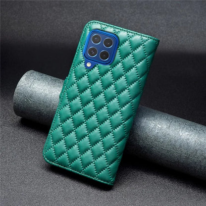 BINFEN COLOR BF Style-14 For Samsung Galaxy M62 / F62 Wallet Case Rhombus Leather Phone Cover