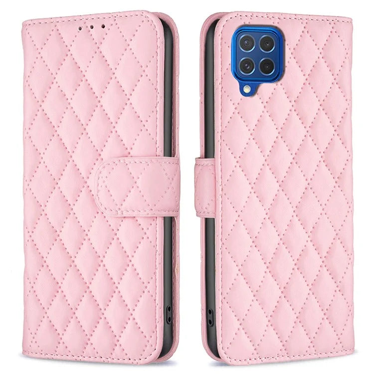 BINFEN COLOR BF Style-14 For Samsung Galaxy M62 / F62 Wallet Case Rhombus Leather Phone Cover