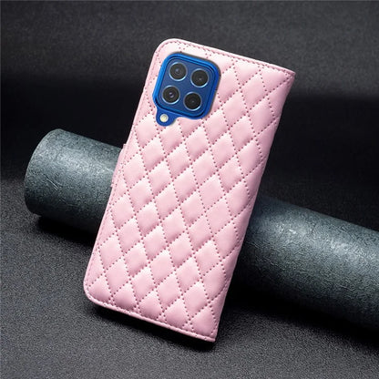 BINFEN COLOR BF Style-14 For Samsung Galaxy M62 / F62 Wallet Case Rhombus Leather Phone Cover