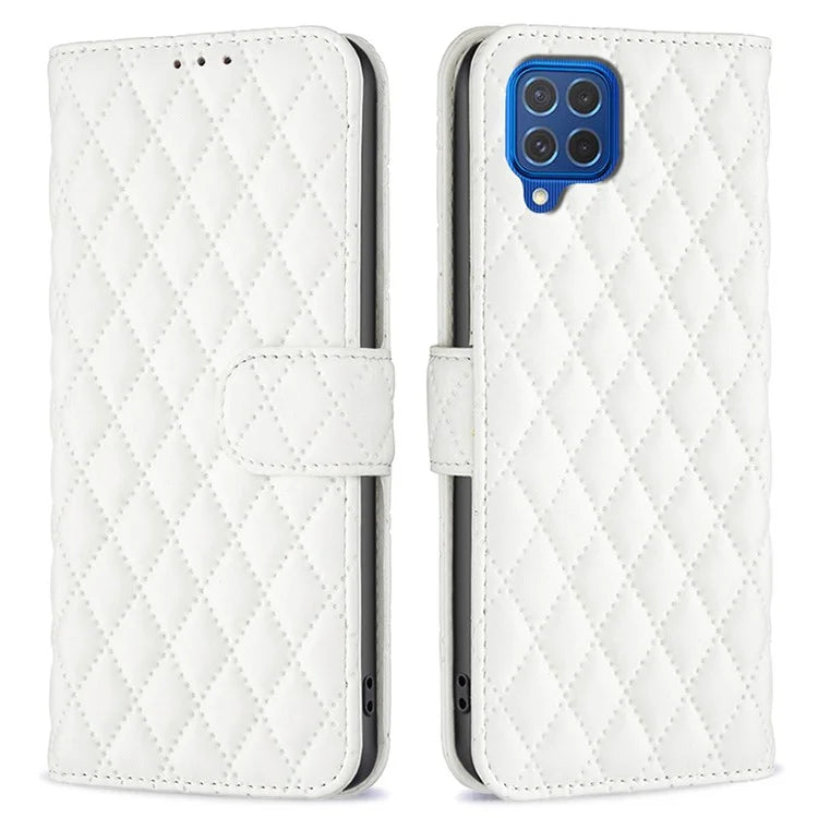 BINFEN COLOR BF Style-14 For Samsung Galaxy M62 / F62 Wallet Case Rhombus Leather Phone Cover