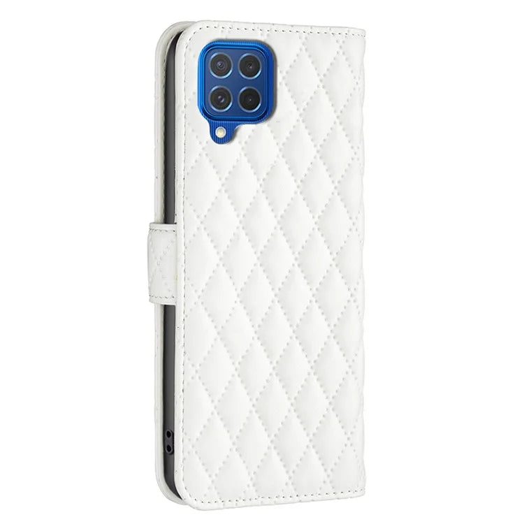 BINFEN COLOR BF Style-14 For Samsung Galaxy M62 / F62 Wallet Case Rhombus Leather Phone Cover