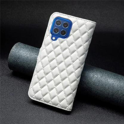 BINFEN COLOR BF Style-14 For Samsung Galaxy M62 / F62 Wallet Case Rhombus Leather Phone Cover