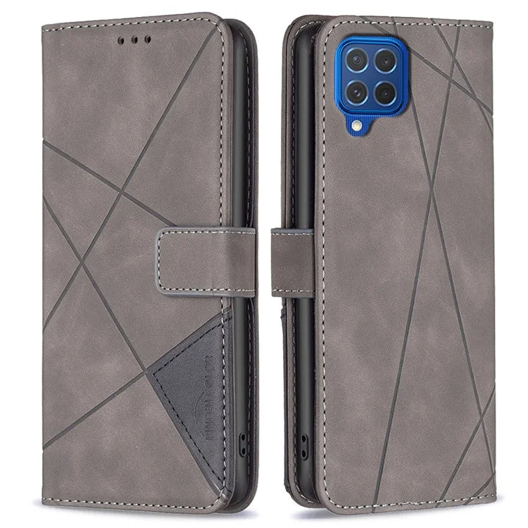 BINFEN COLOR BF05 For Samsung Galaxy M62 / F62 Magnetic Phone Case Geometric Imprinted Stand Cover
