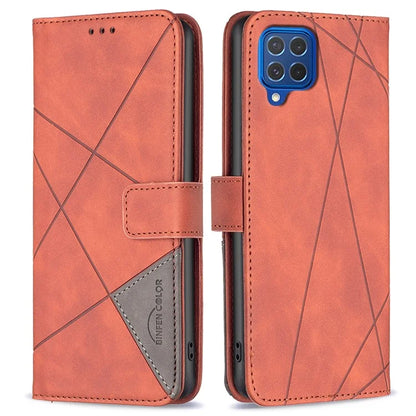 BINFEN COLOR BF05 For Samsung Galaxy M62 / F62 Magnetic Phone Case Geometric Imprinted Stand Cover