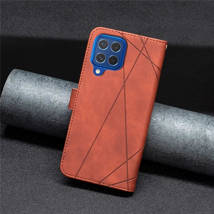 BINFEN COLOR BF05 For Samsung Galaxy M62 / F62 Magnetic Phone Case Geometric Imprinted Stand Cover