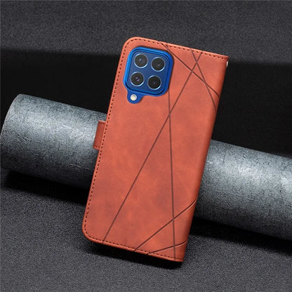 BINFEN COLOR BF05 For Samsung Galaxy M62 / F62 Magnetic Phone Case Geometric Imprinted Stand Cover