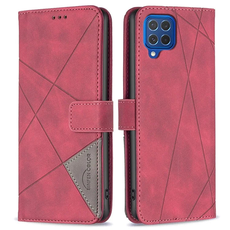 BINFEN COLOR BF05 For Samsung Galaxy M62 / F62 Magnetic Phone Case Geometric Imprinted Stand Cover