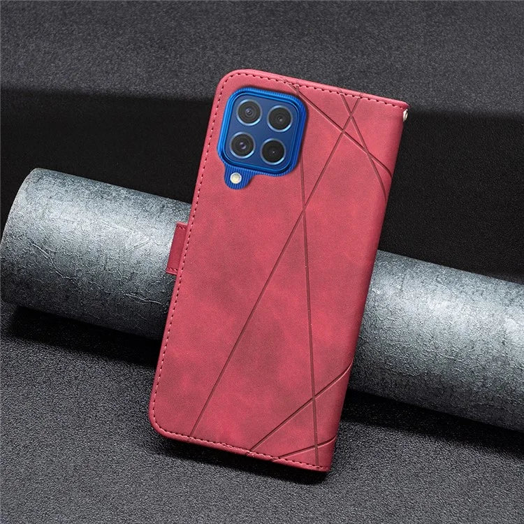 BINFEN COLOR BF05 For Samsung Galaxy M62 / F62 Magnetic Phone Case Geometric Imprinted Stand Cover