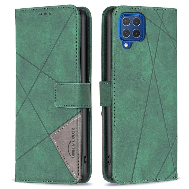 BINFEN COLOR BF05 For Samsung Galaxy M62 / F62 Magnetic Phone Case Geometric Imprinted Stand Cover