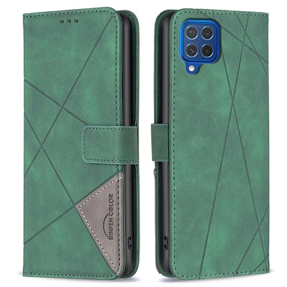 BINFEN COLOR BF05 For Samsung Galaxy M62 / F62 Magnetic Phone Case Geometric Imprinted Stand Cover