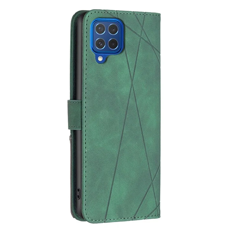 BINFEN COLOR BF05 For Samsung Galaxy M62 / F62 Magnetic Phone Case Geometric Imprinted Stand Cover
