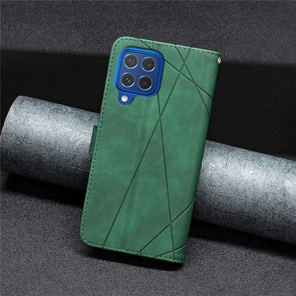 BINFEN COLOR BF05 For Samsung Galaxy M62 / F62 Magnetic Phone Case Geometric Imprinted Stand Cover