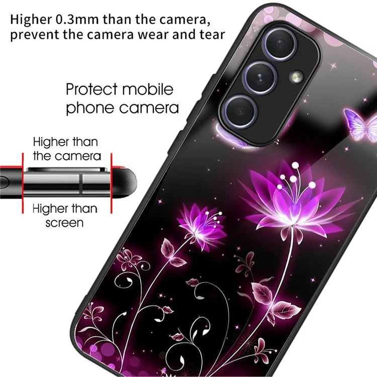 For Samsung Galaxy A54 5G Case Anti-Drop Tempered Glass+TPU Pattern Print Phone Cover