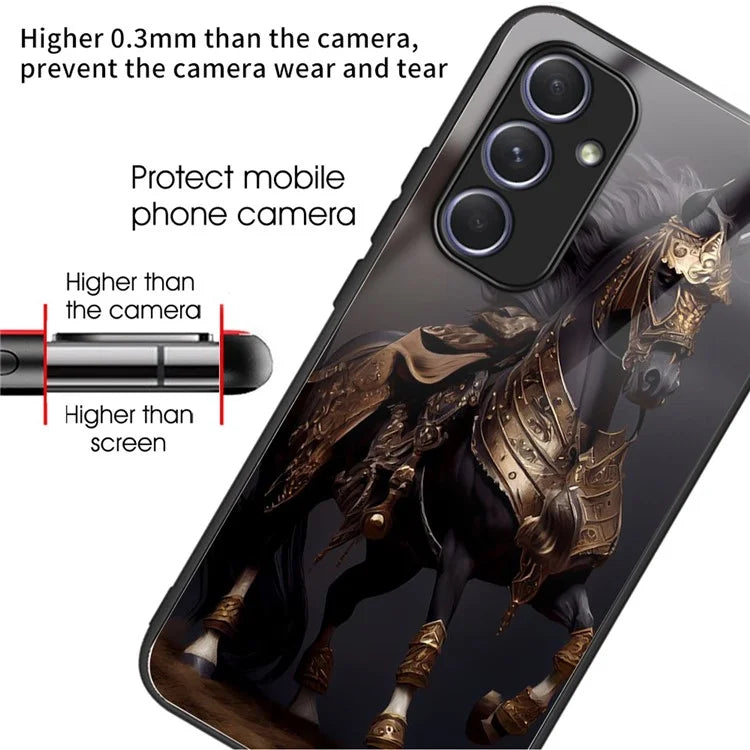 For Samsung Galaxy A54 5G Case Anti-Drop Tempered Glass+TPU Pattern Print Phone Cover