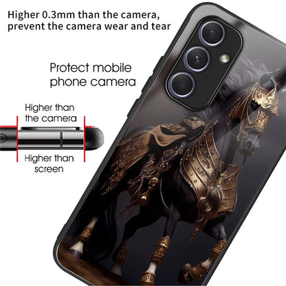 For Samsung Galaxy A54 5G Case Anti-Drop Tempered Glass+TPU Pattern Print Phone Cover