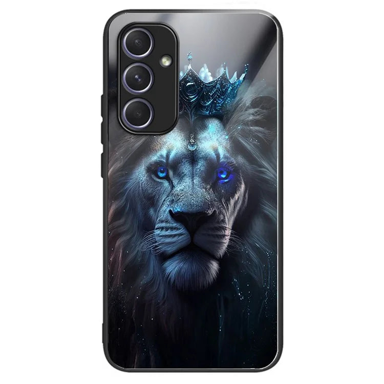 For Samsung Galaxy A54 5G Case Anti-Drop Tempered Glass+TPU Pattern Print Phone Cover