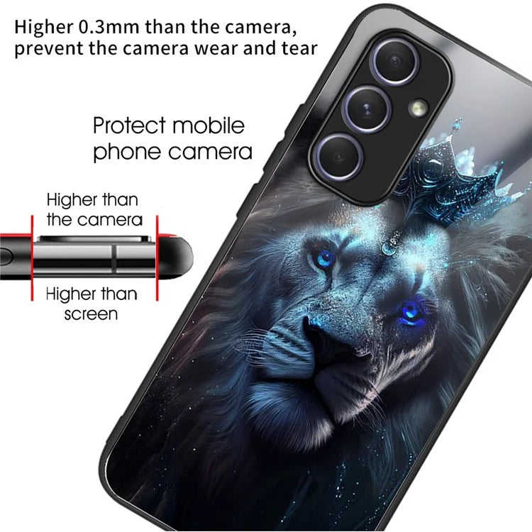 For Samsung Galaxy A54 5G Case Anti-Drop Tempered Glass+TPU Pattern Print Phone Cover