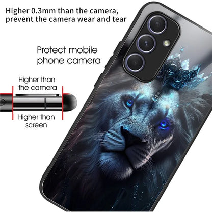 For Samsung Galaxy A54 5G Case Anti-Drop Tempered Glass+TPU Pattern Print Phone Cover