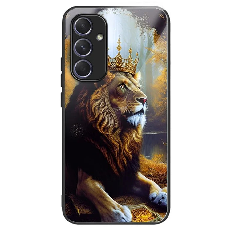 For Samsung Galaxy A54 5G Case Anti-Drop Tempered Glass+TPU Pattern Print Phone Cover
