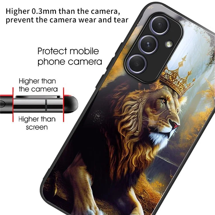 For Samsung Galaxy A54 5G Case Anti-Drop Tempered Glass+TPU Pattern Print Phone Cover