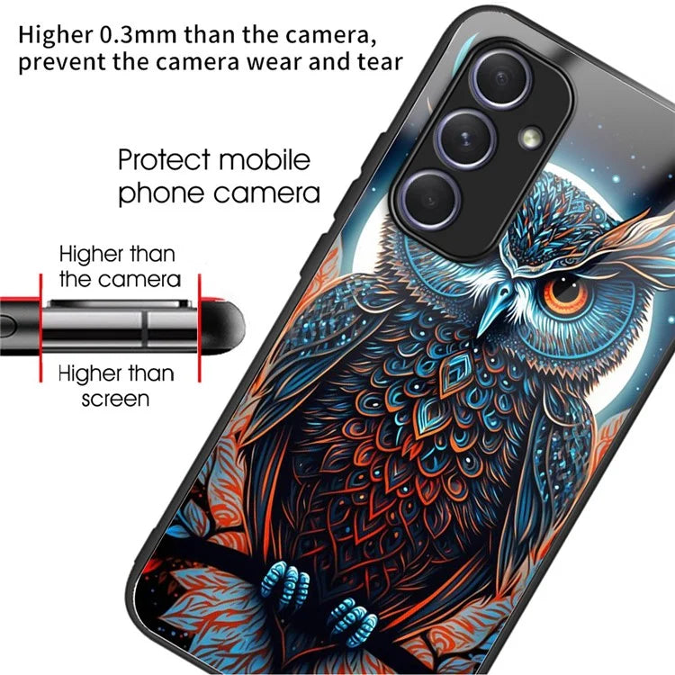 For Samsung Galaxy A54 5G Case Anti-Drop Tempered Glass+TPU Pattern Print Phone Cover